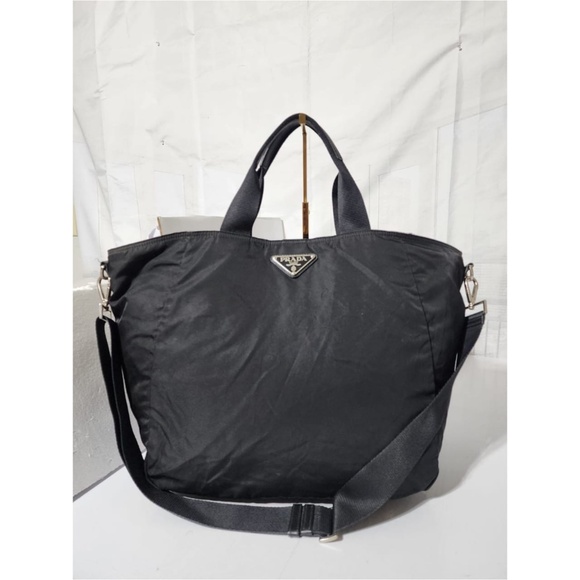 Authentic PRADA Tessuto Nylon Shopper Tote Black - Picture 1 of 13